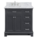 Scott Living Roveland 36-in Dark Gray Single Sink Bathroom Vanity with Natural Carrara Marble Top