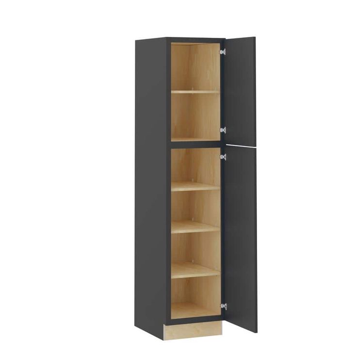 Home Decorators Collection Grayson 18 in. W x 24 in. D x 90 in. H Assembled Plywood Pantry Kitchen Cabinet in Deep Onyx with Soft Close RH