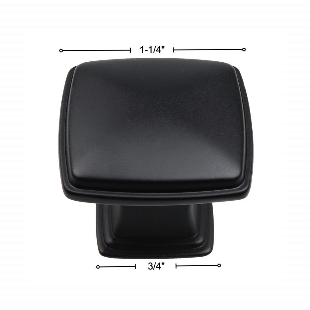 1-1/4 in. Matte Black Square Deco Cabinet Knobs (10-Pack) - Super Arbor
