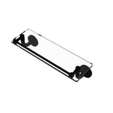 Remi Collection 16 in. Glass Vanity Shelf with Gallery Rail in Satin Nickel - Super Arbor