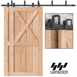 6 ft./72 in. Steel Bypass Sliding Barn Door Hardware Track for Double Wooden Doors Closet Kitchen Kit - Super Arbor