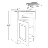 Home Decorators Collection Grayson 21 in. W x 24 in. D x 34.5 in. H Assembled Plywood Base Kitchen Cabinet in Pearl Gray with Knife Block LH