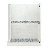 Newport Grand Hinged 42 in. x 48 in. x 80 in. Right-Hand Corner Shower Kit in Wet Cement and Black Pipe Hardware - Super Arbor