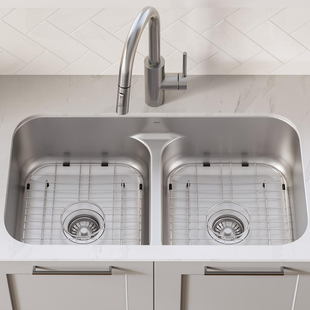 Premier Undermount Stainless Steel 32 in. 16-Gauge 50/50 Double Bowl Kitchen Sink - Super Arbor