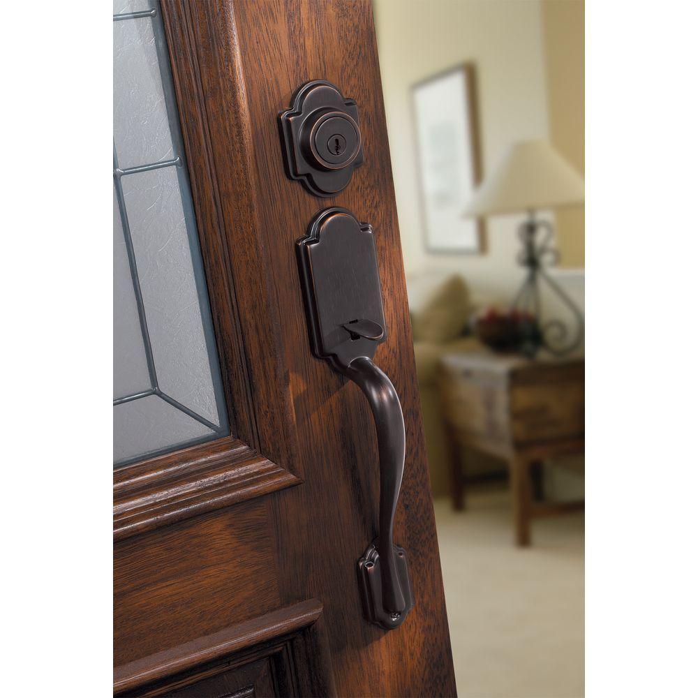 Arlington Venetian Bronze Single Cylinder Door Handleset with Tustin Door Lever Featuring SmartKey Security - Super Arbor