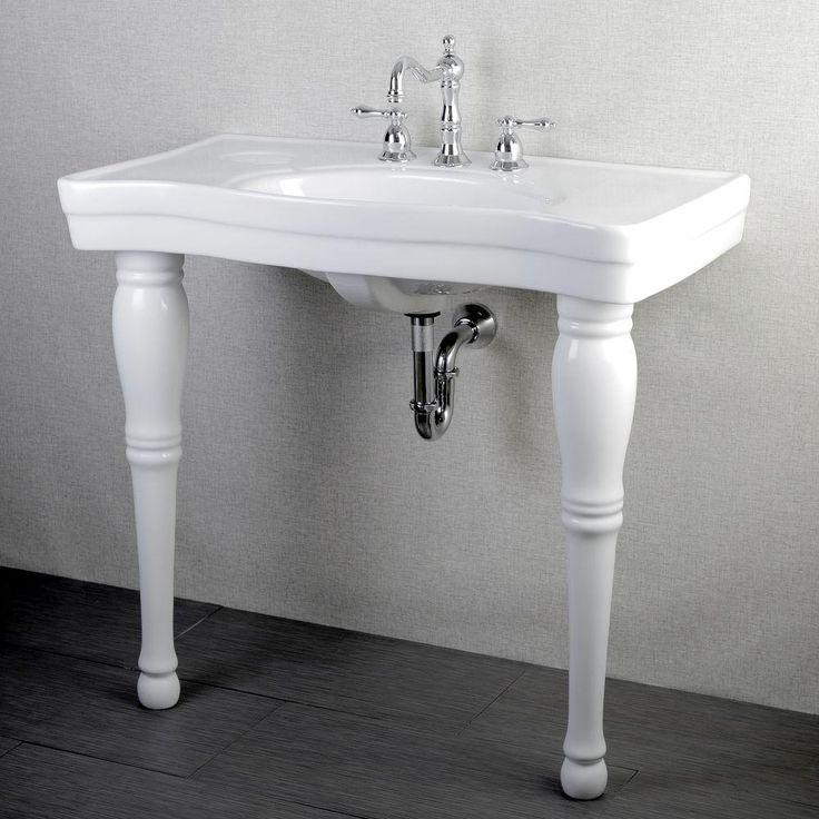 Kingston Brass Console Table and Pedestal Legs Combo in White