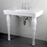 Kingston Brass Console Table and Pedestal Legs Combo in White