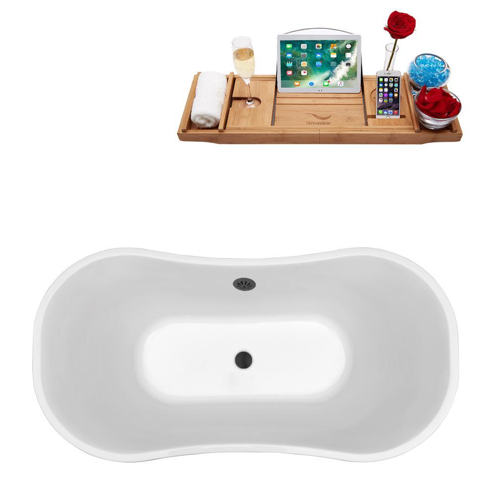 68 in. Acrylic Flat Bottom Non-Whirlpool Bathtub in White - Super Arbor