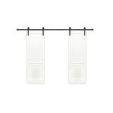 48 in. x 80 in. Bi-Part Shaker 2-Panel Solid Core Primed Pine Wood Sliding Barn Door with Bronze Hardware Kit - Super Arbor