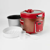 20-Cup Red Rice Cooker with Glass Lid