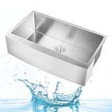 33 in. x 20 in. Stainless Steel Laundry/Utility Sink Handmade Apron Front Double Bowl with Basket Strainer - Super Arbor