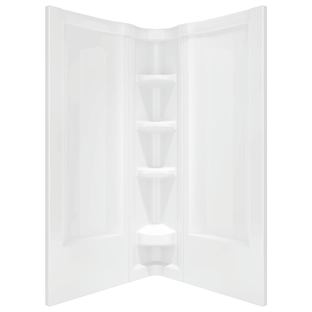 38 in. x 38 in. x 72 in. Semi-Frameless Neo Angle Corner Shower in White - Super Arbor