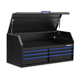 56 in. x 24 in. 6-Drawer Tool Top Chest in Black and Blue - Super Arbor