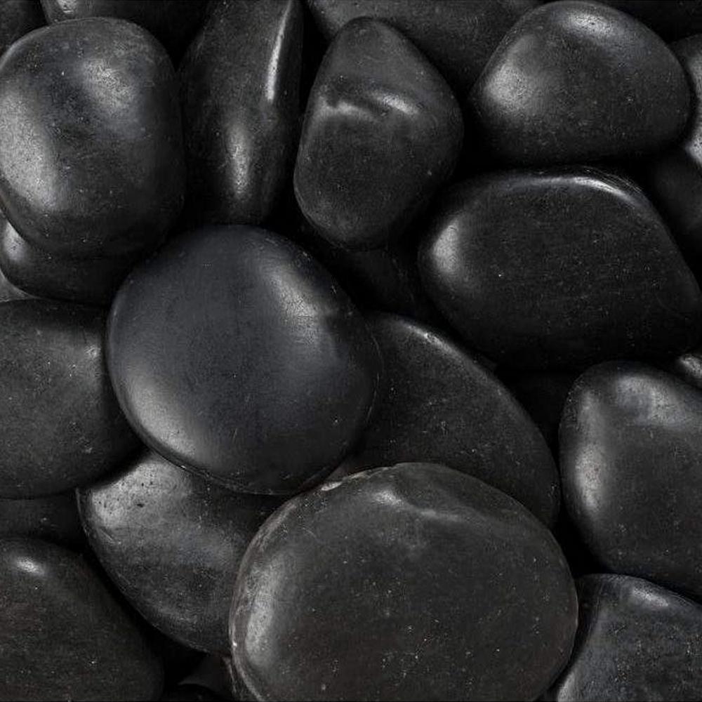 1 in. to 2 in., 2200 lb. Medium Black Grade A Polished Pebbles Super Sack