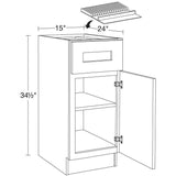 Home Decorators Collection Newport 15 in. W x 24 in. D x 34.5 in. H Assembled Plywood Base Kitchen Cabinet in Pearl Gray with Knife Block RH