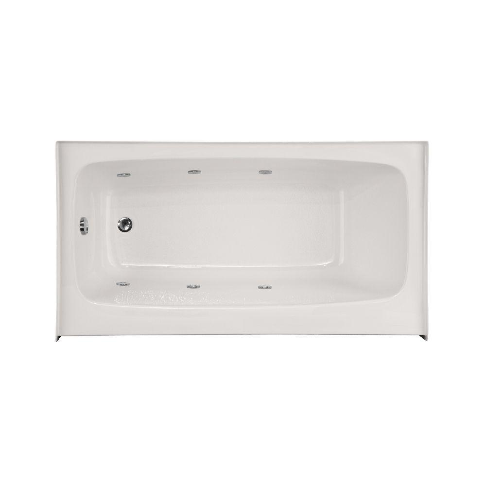 Trenton 53 in. Acrylic Rectangular Alcove Whirlpool Bathtub in White - Super Arbor