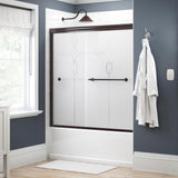 Crestfield 60 in. x 58-1/8 in. Traditional Semi-Frameless Sliding Bathtub Door in Bronze and 1/4 in. (6mm) Niebla Glass - Super Arbor
