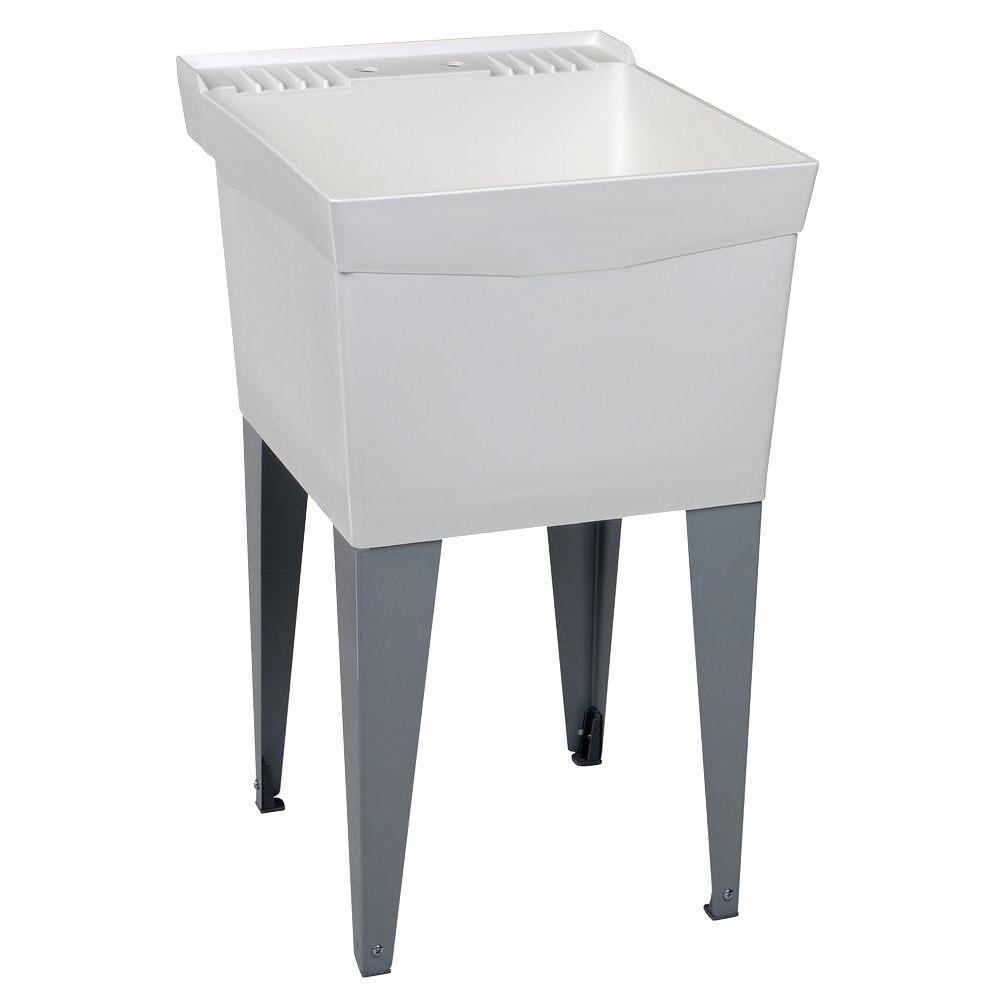 Utilatub 24 in. x 20 in. Structural Thermoplastic Floor-Mount Utility Tub in White - Super Arbor