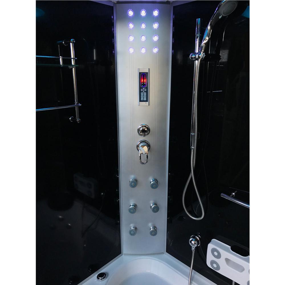 Milan with Heater and Bluetooth 49 in. Acrylic Left Drain Corner Alcove Whirlpool Bathtub in White - Super Arbor