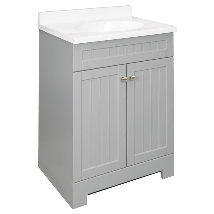 Style Selections Ellenbee 24-in Gray Single Sink Bathroom Vanity with White Cultured Marble Top