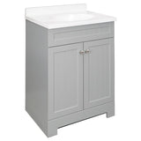 Style Selections Ellenbee 24-in Gray Single Sink Bathroom Vanity with White Cultured Marble Top