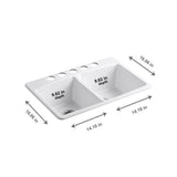 Brookfield Undermount Cast Iron 33 in. 5-Hole Double Bowl Kitchen Sink in White - Super Arbor