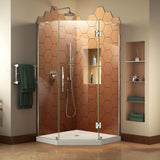 Prism Plus 40 in. x 40 in. x 74.75 in. Semi-Frameless Neo-Angle Hinged Shower Enclosure in Brushed Nickel with Base - Super Arbor