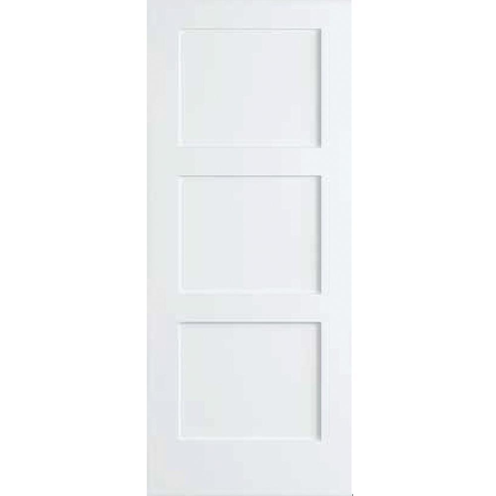 36 in. x 80 in. White 3-Panel Shaker Solid Core Pine Interior Door Slab - Super Arbor