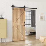 6 ft./72 in. Black Steel Strap Sliding Barn Door Track and Hardware Kit with 12 in. Cylinder Handle and Floor Guide - Super Arbor