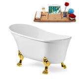 63 in. Acrylic Clawfoot Non-Whirlpool Bathtub in White - Super Arbor