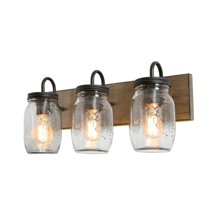 Vanity Araphi 3-Light Black Modern Farmhouse Metal Bathroom Wall Sconce with Walnut Wood Accents LED Compatible