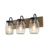 Vanity Araphi 3-Light Black Modern Farmhouse Metal Bathroom Wall Sconce with Walnut Wood Accents LED Compatible