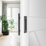 12 in. Black Ladder Pull and Flush Sliding Barn Door Handle Set (2-Pack) - Super Arbor