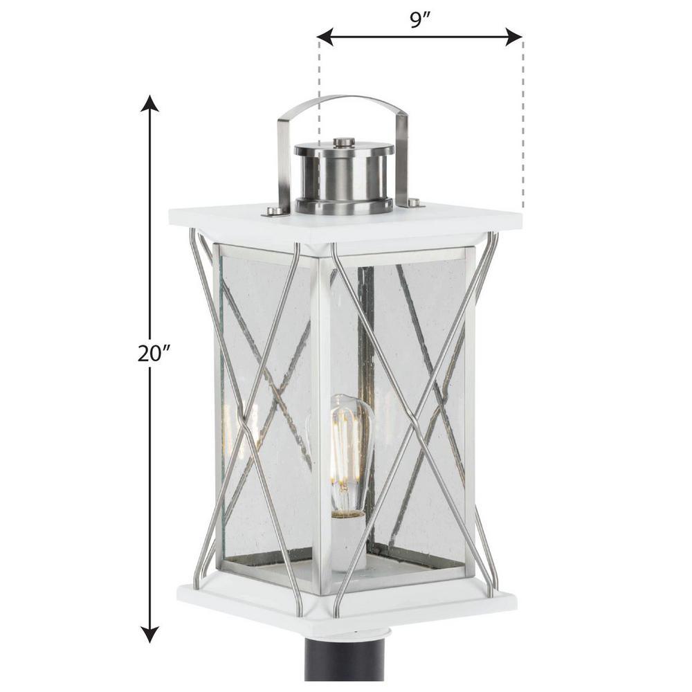 Barlowe 1-Light Brushed Nickel 4x4 Deck Post Light Post Lantern - Super Arbor
