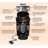 Everbilt 1/3 HP Continuous Feed Garbage Disposal with Stainless Steel Sink Flange and Attached Power Cord