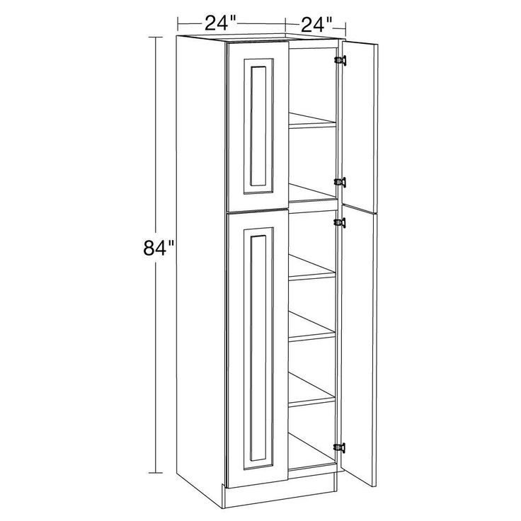 Home Decorators Collection Grayson 24 in. W x 24 in. D x 84 in. H Assembled Plywood Pantry Kitchen Cabinet in Pearl Gray with Soft Close