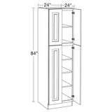 Home Decorators Collection Grayson 24 in. W x 24 in. D x 84 in. H Assembled Plywood Pantry Kitchen Cabinet in Pearl Gray with Soft Close