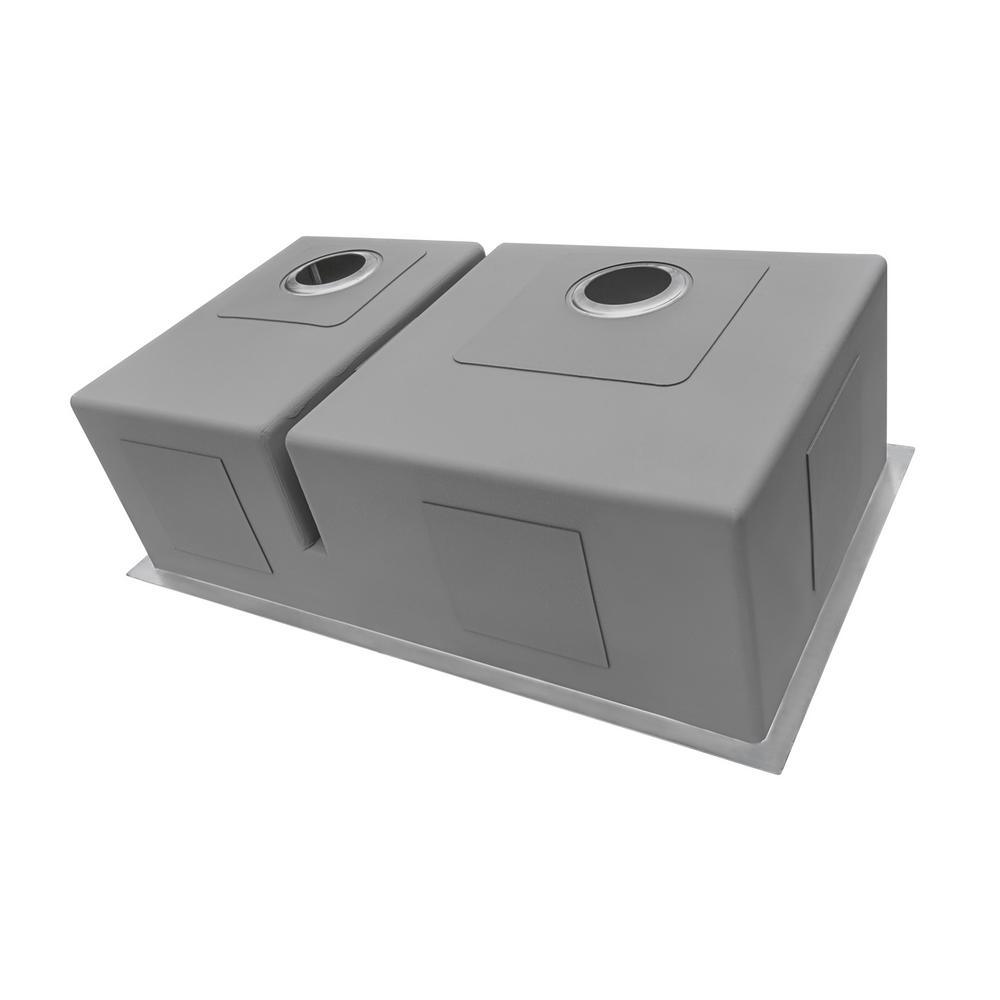 28 in. Low-Divide Double Bowl 60/40 Undermount Tight Radius 16-Gauge Stainless Steel Kitchen Sink - Super Arbor