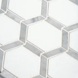 Jeff Lewis Norton White 11.75 in. x 11.375 in. x 9 mm Hexagon Polished Marble Wall and Floor Mosaic Tile