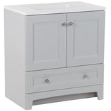 Delridge 30 in. W x 19 in. D Bath Vanity in Pearl Gray with Cultured Marble Vanity Top in White with White Sink