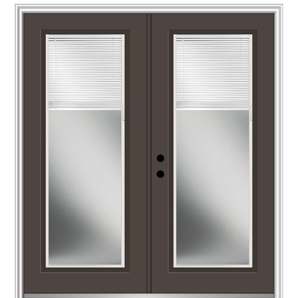 60 in. x 80 in. Internal Blinds Left-Hand Inswing Full Lite Clear Glass Painted Steel Prehung Front Door - Super Arbor