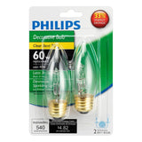 Philips 40-Watt Equivalent BA11 Halogen Bent Tip Candle Light Bulb (2-Pack)