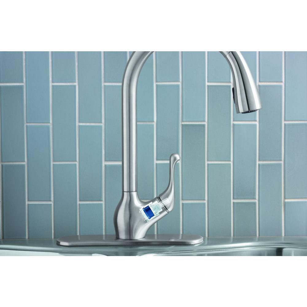 Barossa Single-Handle Pull-Down Sprayer Kitchen Faucet with Soap/Lotion Dispenser in Vibrant Stainless - Super Arbor