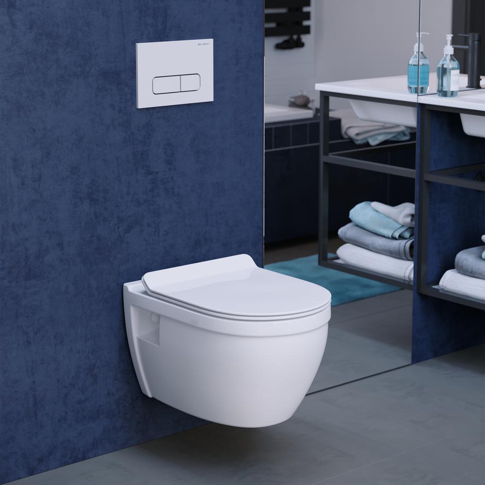 Ivy Wall Hung Elongated Toilet Bowl Only 0.8/1.28 GPF Dual Flush in White - Super Arbor