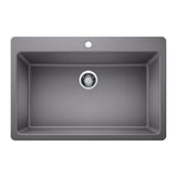 Glacier Bay Drop-in/Undermount Granite Composite 33 in. Single Bowl Kitchen Sink in White - Super Arbor
