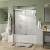 Everly 60 in. x 58-1/8 in. Traditional Semi-Frameless Sliding Bathtub Door in Nickel and 1/4 in. (6mm) Mozaic Glass - Super Arbor
