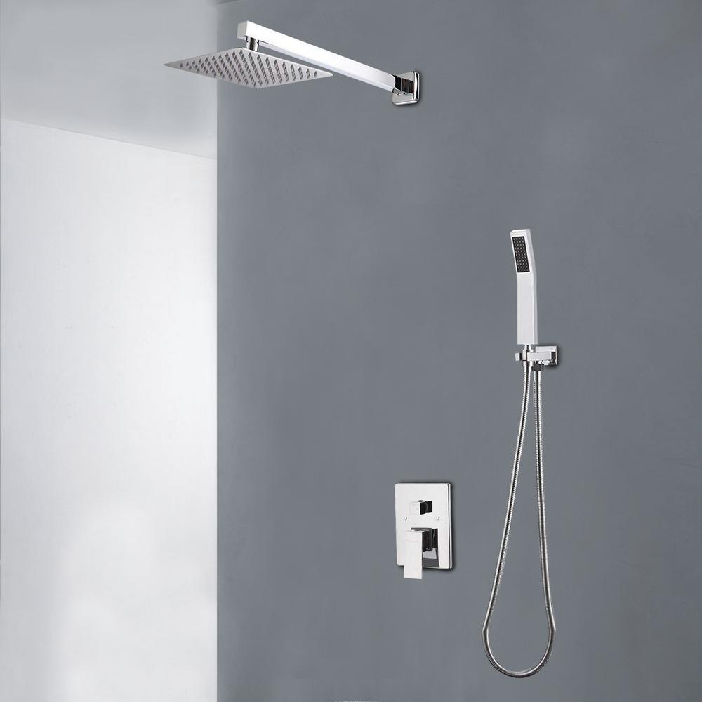 1-Spray Patterns with 1.5 GPM 10 in. Wall Mount Dual Shower Heads in Chrome - Super Arbor