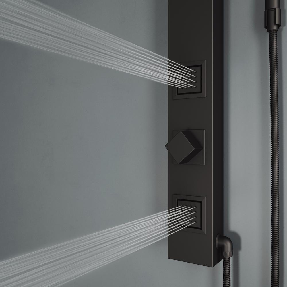 Orchid 39.375 in. 2-Jet High Pressure Shower System with Fixed Rainhead and Handheld Dual Shower in Matte Black - Super Arbor