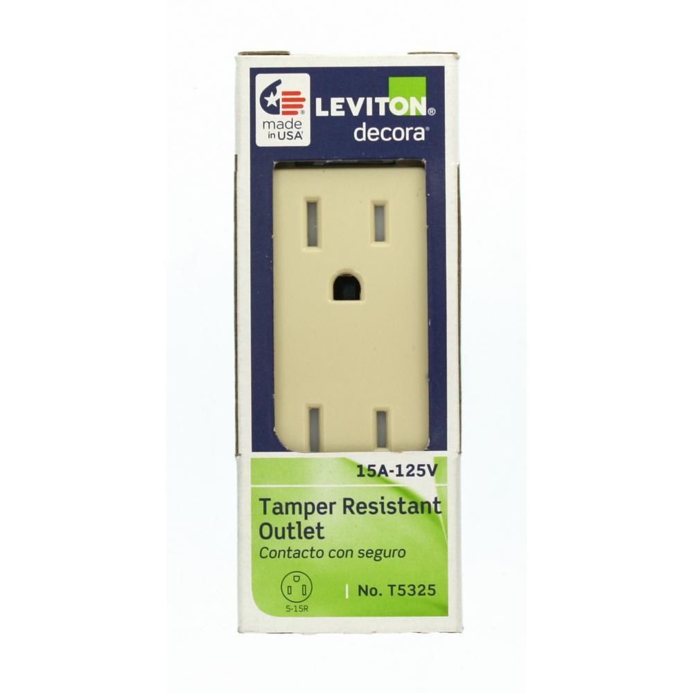 Decora 15 Amp Tamper Resistant Power Duplex Outlet, Ivory - Super Arbor