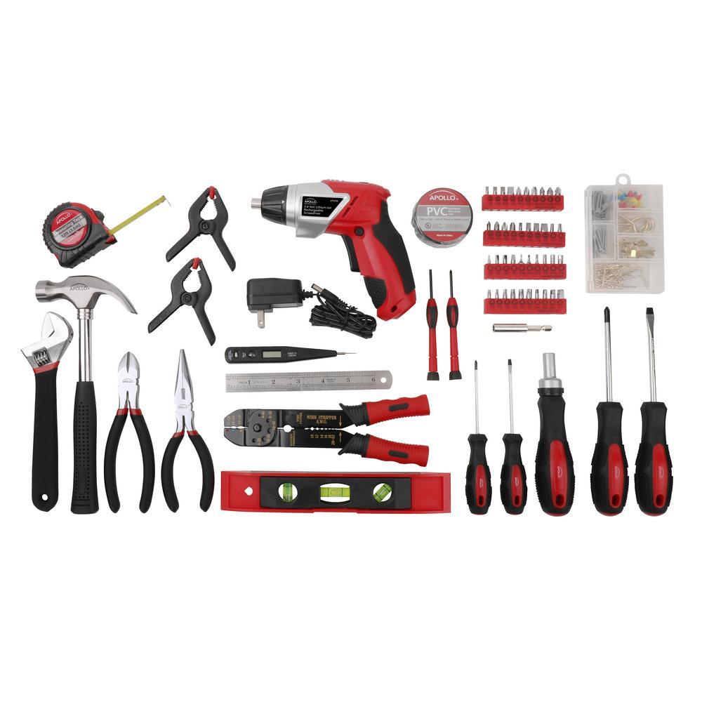 Home Tool Kit with 3.6-Volt Li-Ion Cordless Screwdriver,(161-Pieces) - Super Arbor
